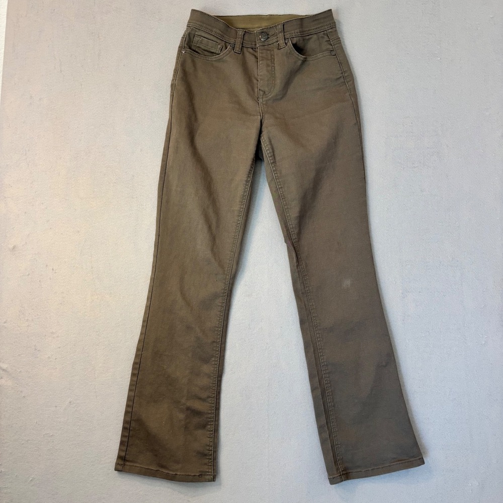 DG2 Diane Gilman The Shaper Bootcut Pants Olive Khaki Green Stretch Womens 4